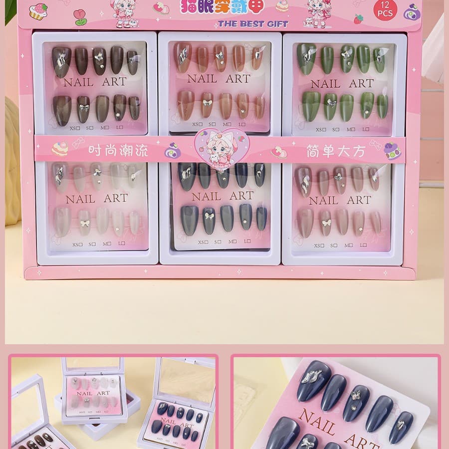 Model 5010 Cat Eye Rhinestone, Priced at 12 Boxes Wholesale for Street Vending, Children's Day Cute Wearable Nail Art, Stationery Store