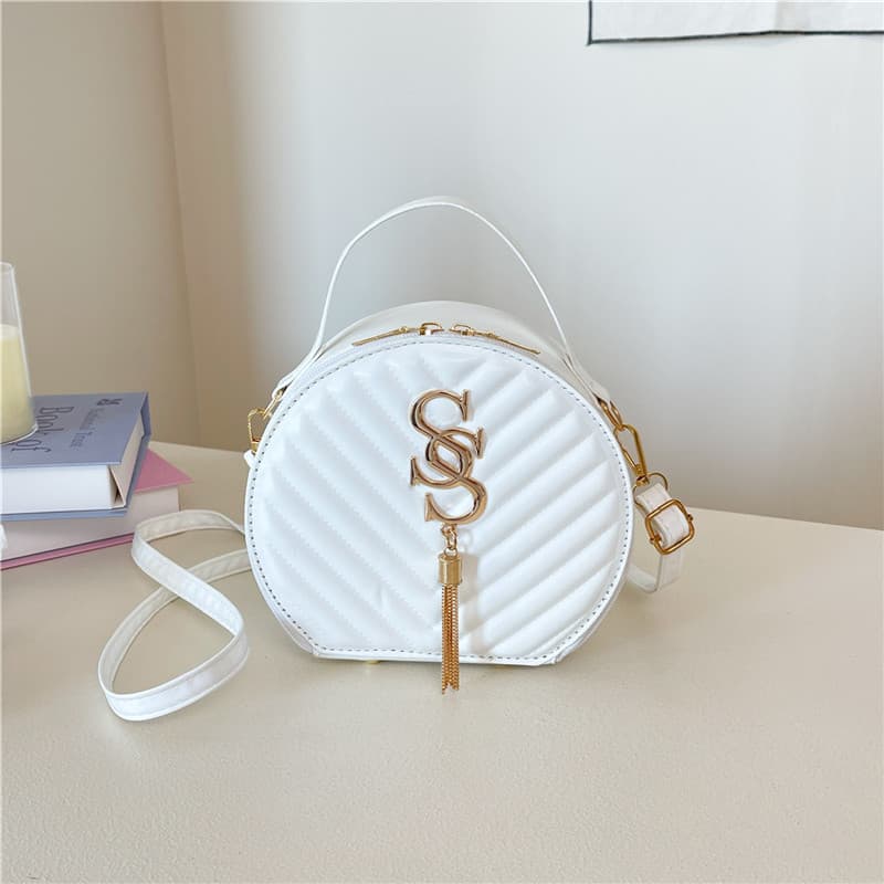 Western Korean style shoulder bag for women 2025 spring and summer niche design embossed pattern ins crossbody bag hand small round bag