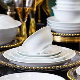 Jingdezhen Bowl and Plate Set, High White Clay Under Glaze Ceramic Dinnerware Set Premium