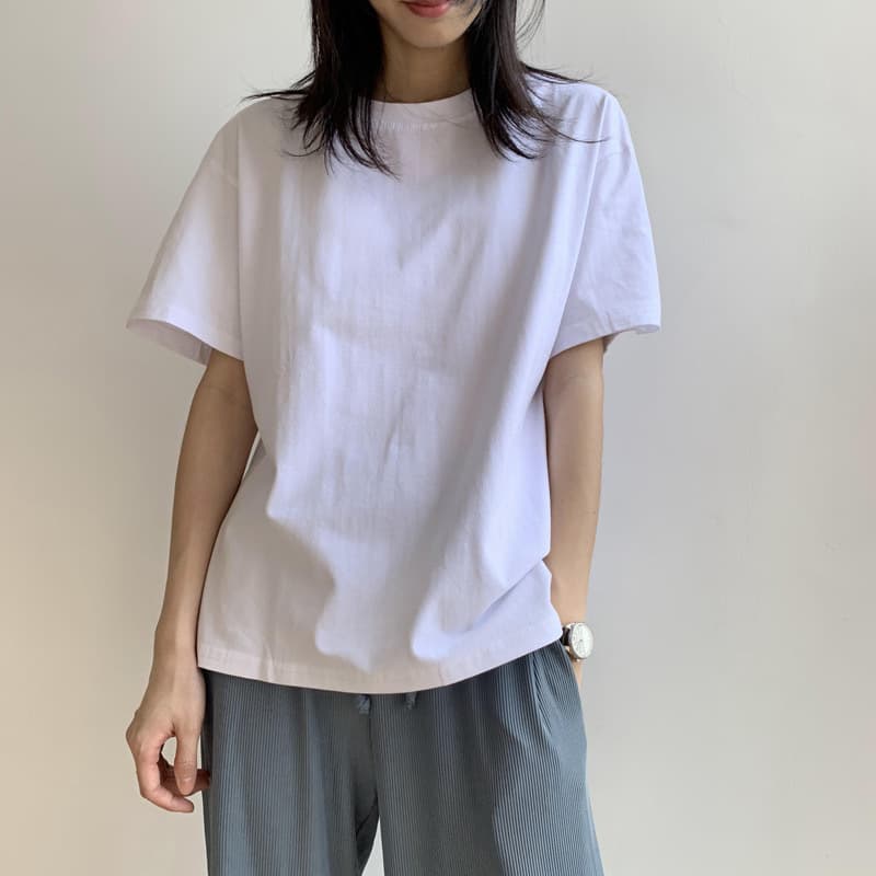 Women's Summer Thin Short Sleeve T-Shirt Polyester Crew Neck Top Smooths Your Silhouette Pure White 2024 Solid Color Base Layer