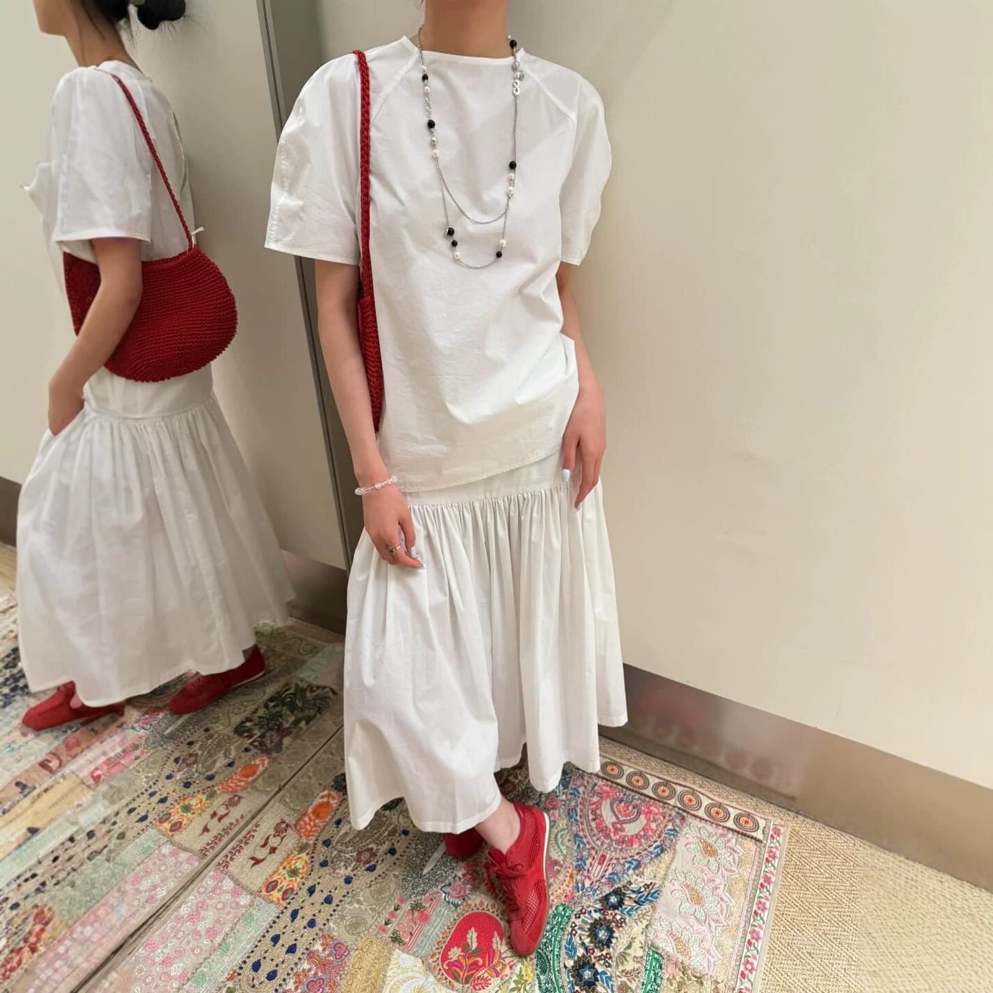 Li Jinhua Same Style Korean Am*ment* New Summer Versatile Solid Pleated Loose Wide-Leg Mid-Length Casual Pants