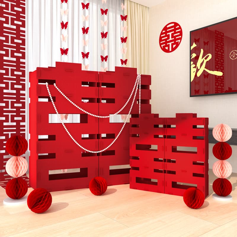 Viral Wedding Large 3D Double Happiness Floor Decoration for Living Room Wedding Decoration Set KT Board