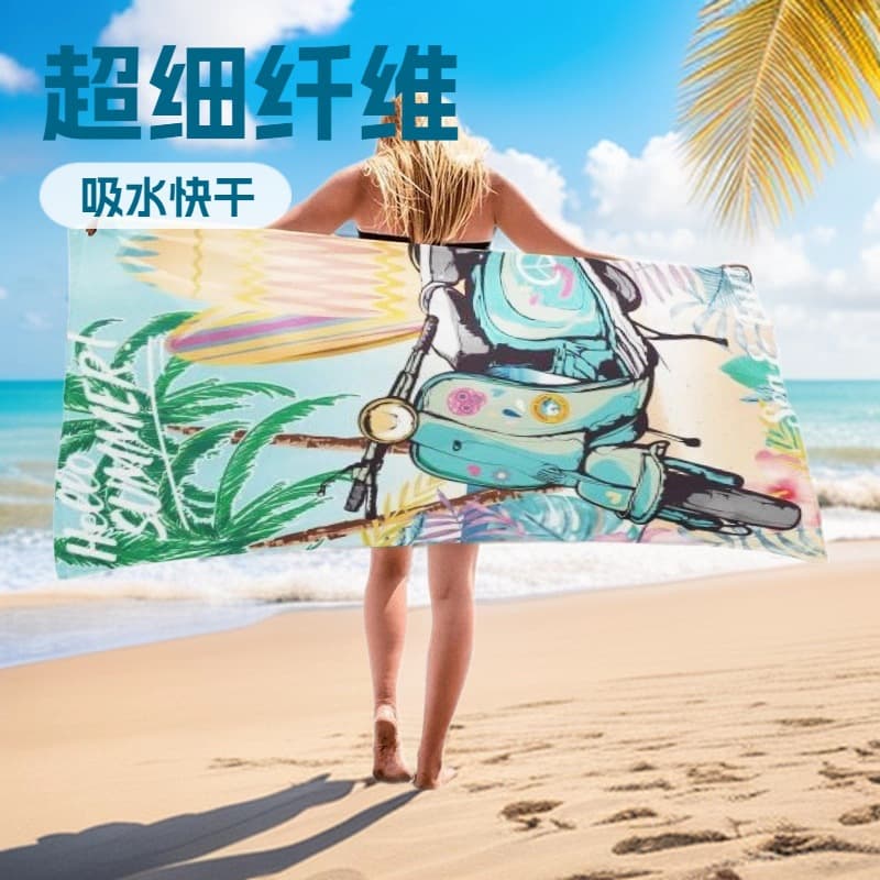 Cross-border Beach Towel 70*150 Thickened Quick-Dry Water-Absorbent Digital Printed Microfiber Bath Towel Specialized Towel Wholesale