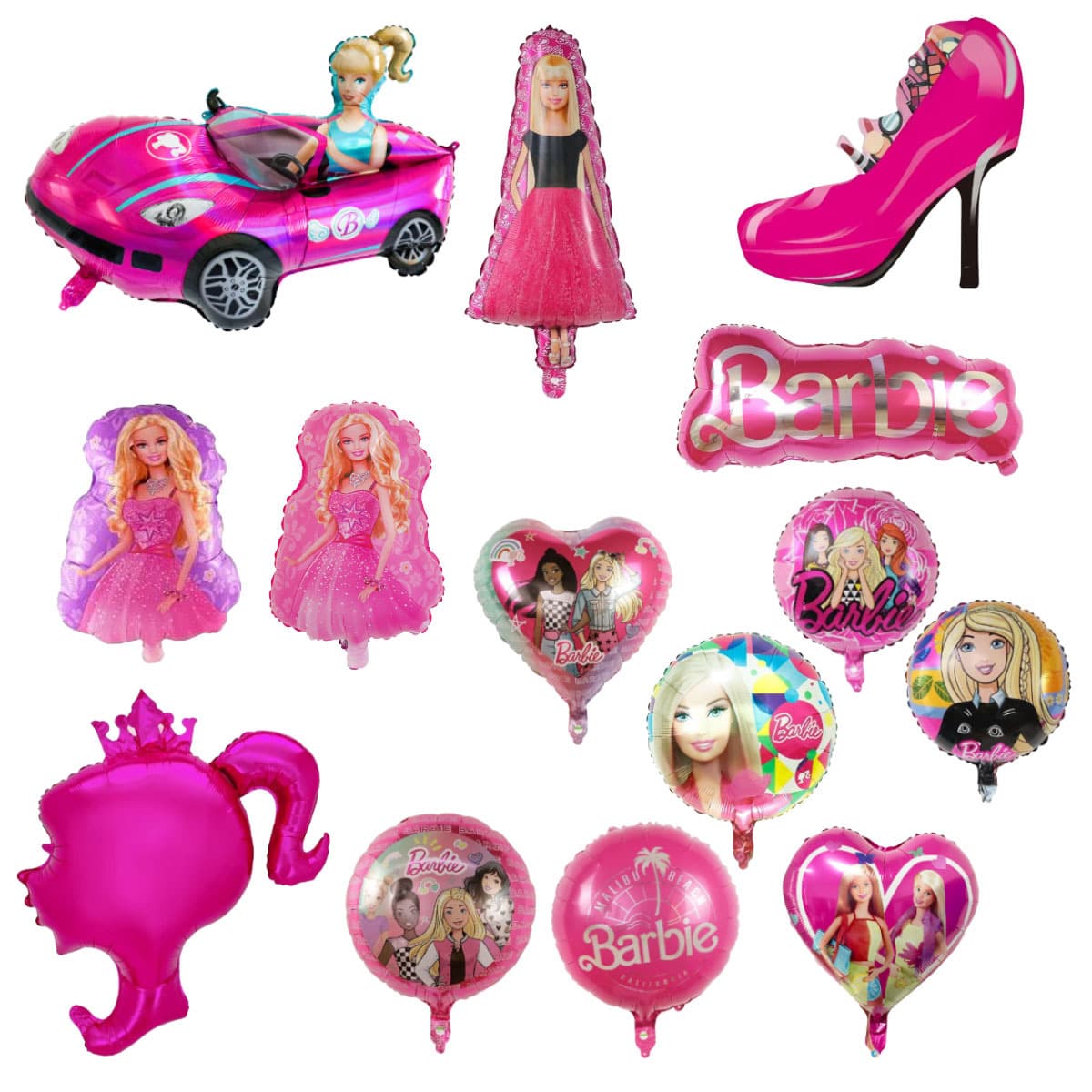New Princess Aluminum Film Balloon Shape Pink Barbie Doll Girl Birthday Party Decorative Toy Balloon
