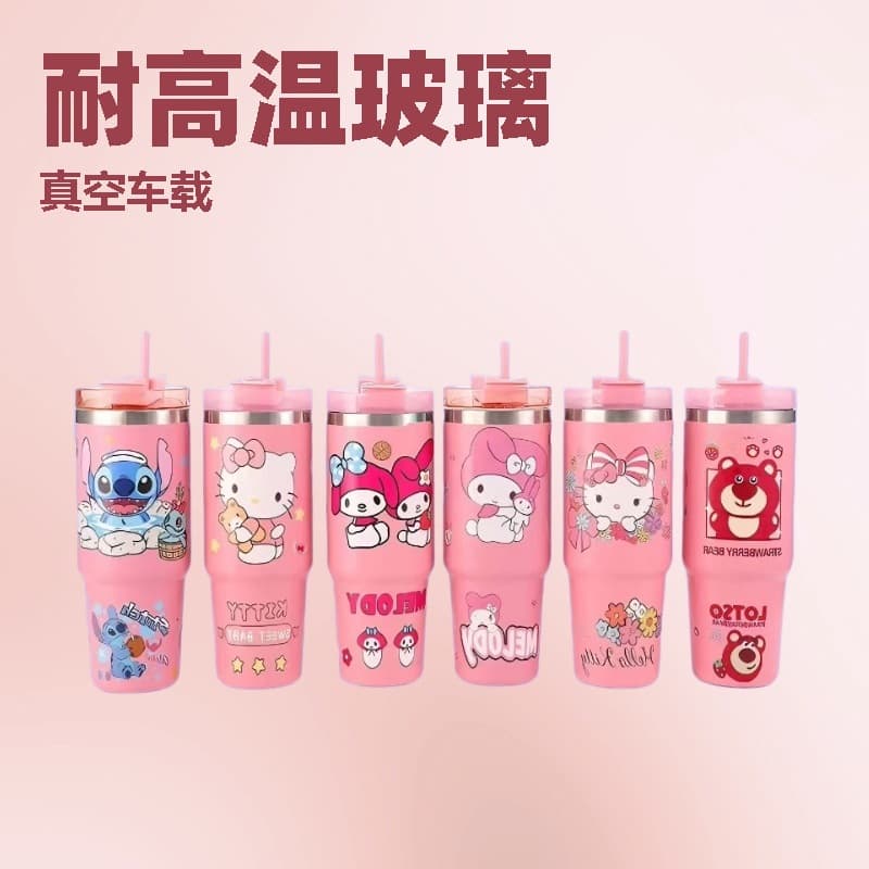 Cross-Border Popular Large-Capacity 304 Stainless Steel Premium Thermos Cup Cartoon Pattern Ice Cup Car Straw Cup