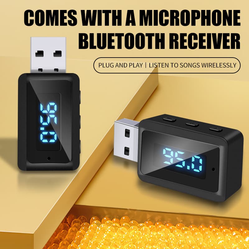 Bluetooth 5.3 Receiver Audio Adapter Car FM Transmitter Hands-Free Call Universal Car Lossless Stereo