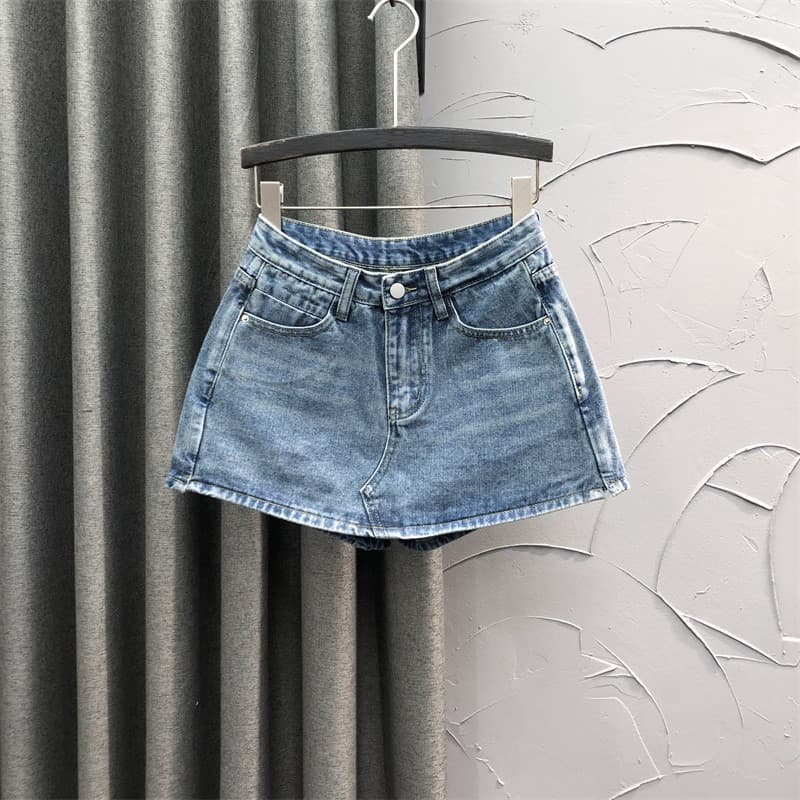 Anti-Flash Denim Skirt for Women Spring Autumn 2023 New Plus Size Curve-Hugging A-Line Skirt