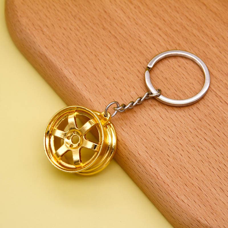 Yiwu Car Modification Wheel Hub Keychain Creative Metal Auto Parts Tire Key Pendant 4S Store Souvenir