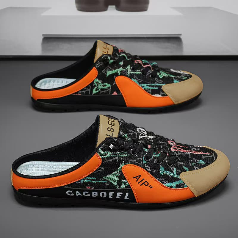 Baotou Half-Slipper Men's 2024 Cross-Border Bestseller Breathable Fabric Backless Outdoor Casual Slip-On Lazy Shoes