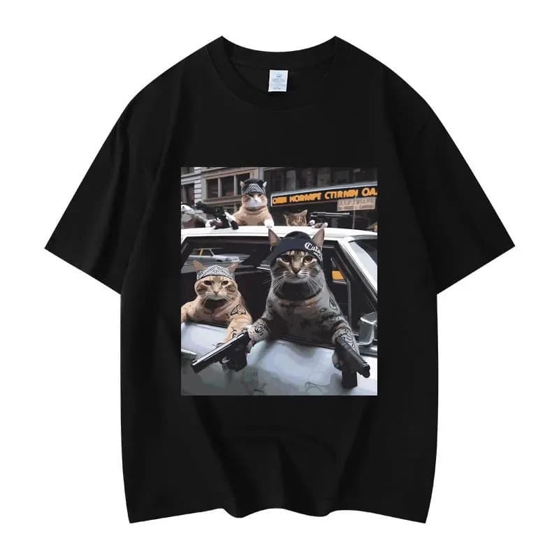 Funny Cat Gang Meme Graphic T Shirts Men's Women
