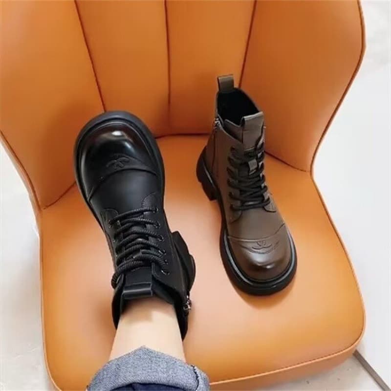 Martin Boots Women 2025 Autumn Winter New Warm British Style Cotton Boots Short Boots Thick Sole Lightweight Anti-Slip Motorcycle Boots