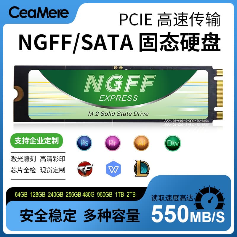 M.2 NGFF SATA SSD Wholesale 128G 256G 1TB for Laptop Desktop Storage