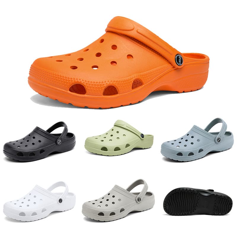 Unisex Breathable Hollow out Flat Sandals Pure Color Open Toe Beach Shoes Garden Slippers Couple Matching Summer Sandals