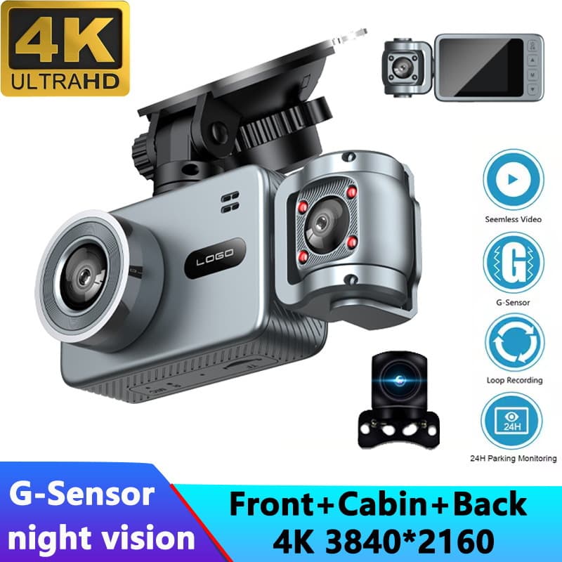 S2 New All-Winner Chip 4K+1K+1K Triple Recording WIFI Car HD Night Vision Dash Cam Factory