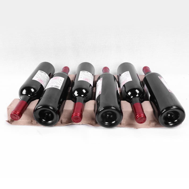 Manufacturer Processing Customization, Biodegradable Eco-friendly Pulp Molded Inner Cushion Wine Bottle Trays, Shockproof and Breakage-resistant Packaging Protective Paper Trays