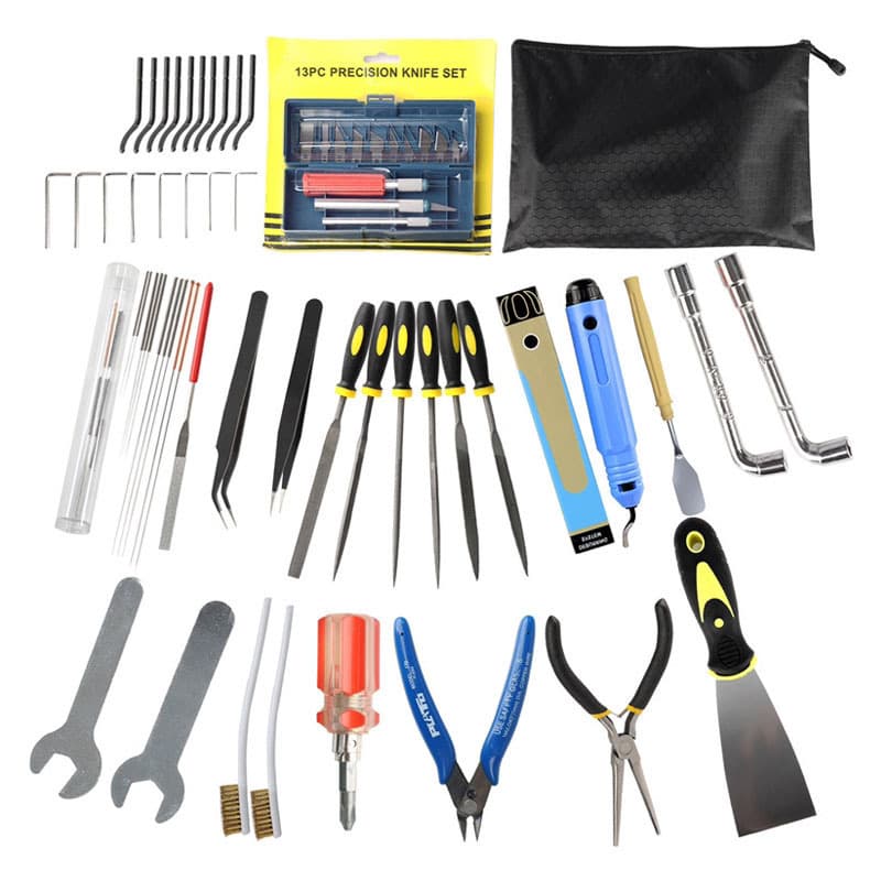 A full set of 3D printer repair accessories, printed parts, trimming, grinding and cleaning, DIY handmade utility tool set
