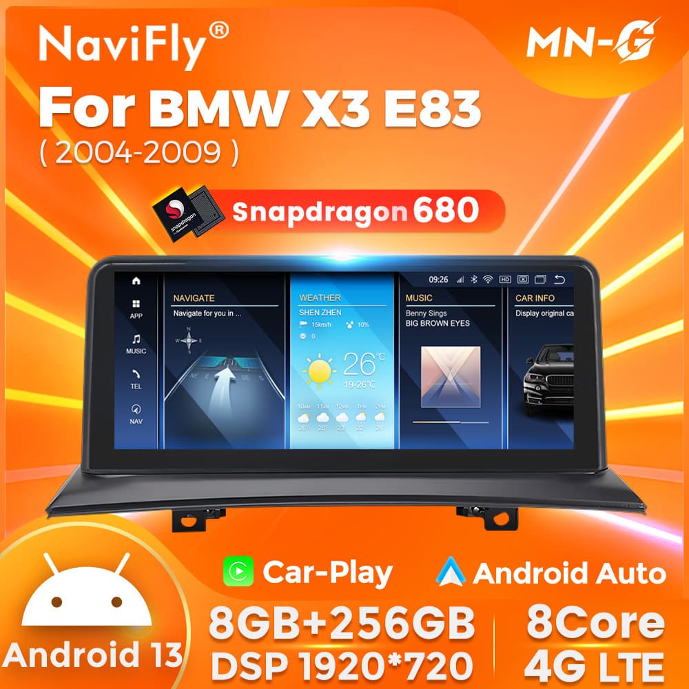 Qualcomm 680 for BMW X3 E83 2004-2009 Android Bluetooth Reverse 360 Panoramic Navigation Screen