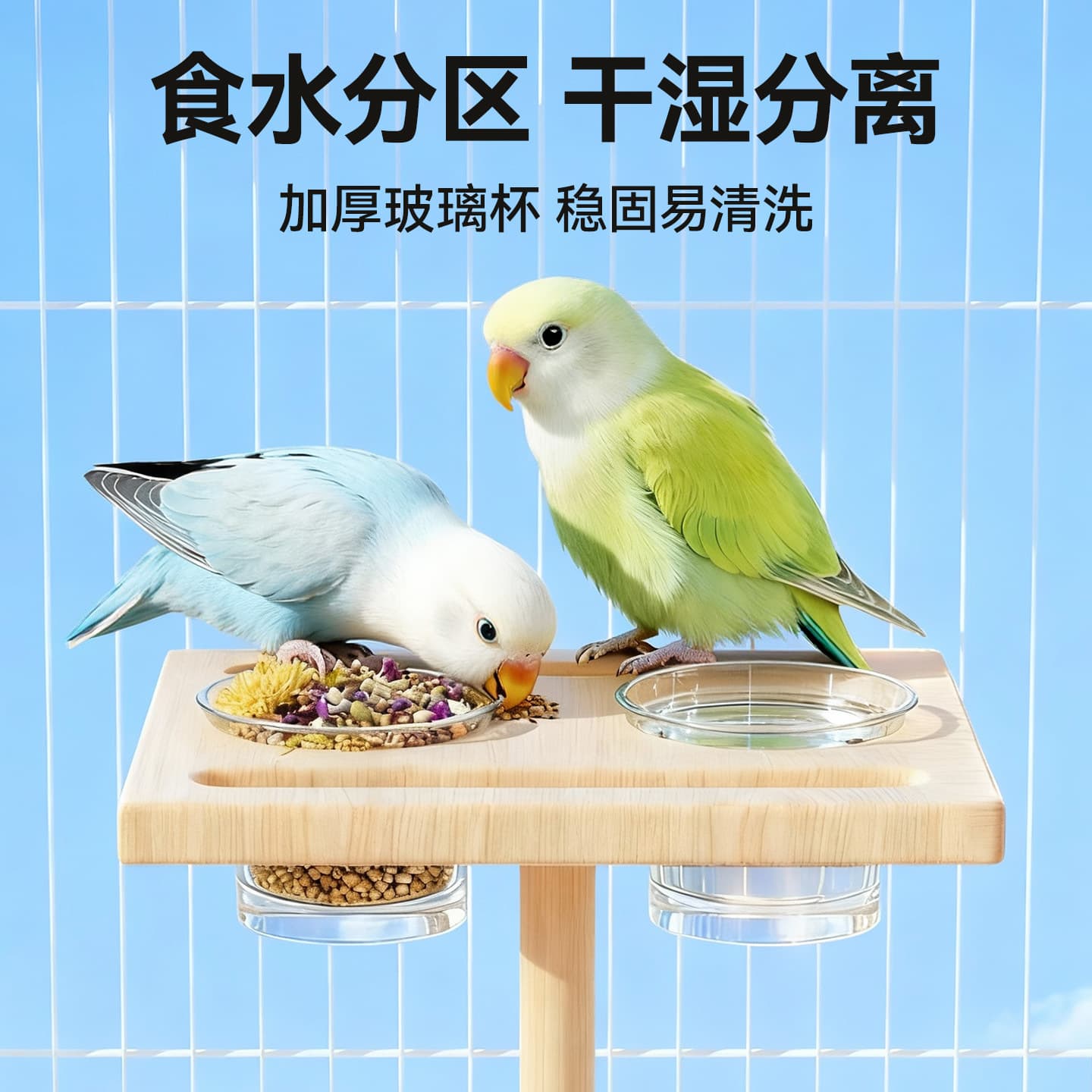 Parrot Feeder Hanging Food Bowl Anti-Splash Bird Seed Tray Bird Water Dispenser Perch Platform Toy Birdcage Accessories