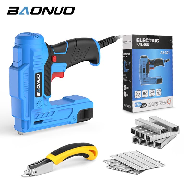 Electric nail gun, dual-use for straight nails and brad nails, home DIY woodworking portable plug-in nail gun, nail shooter.