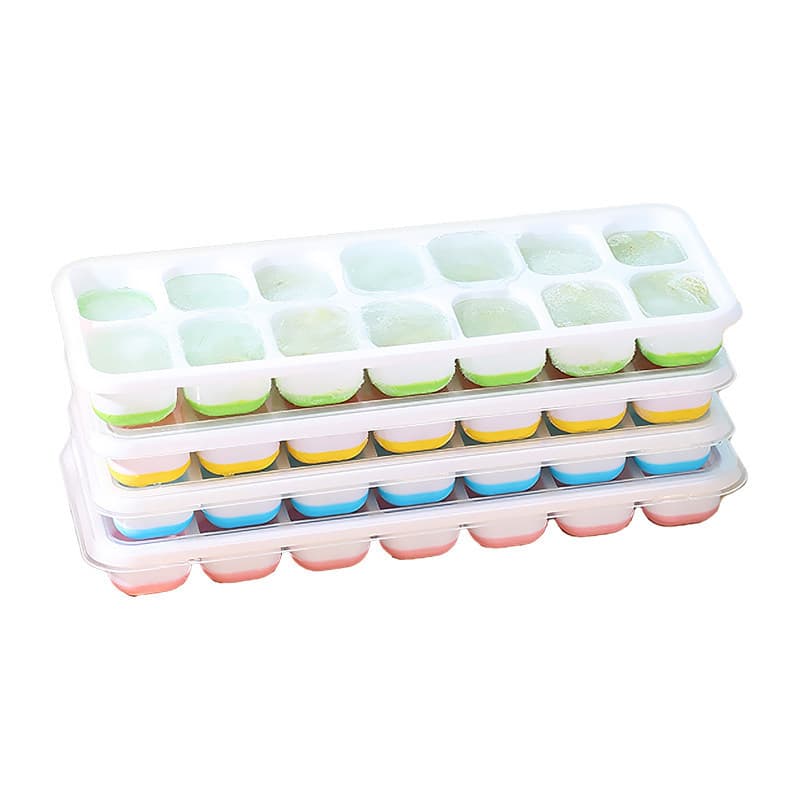Ice Cube Tray Food-Grade Silicone Freezer Ice Cube Storage Box Household Ice Maker Mold with Plastic Comb for DIY Ice Cubes