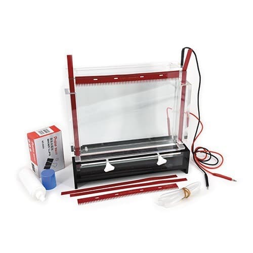 Liuyi DYCZ-23A Small Single Vertical Electrophoresis System with cooling device for protein gel electrophoresis.