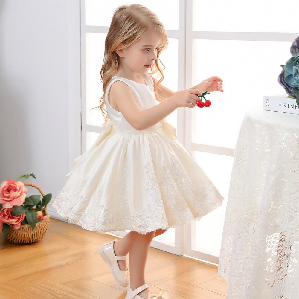 Cross-Border Supply Girls' Short Dress Bow Princess Dress Korean Style Children's Piano Birthday