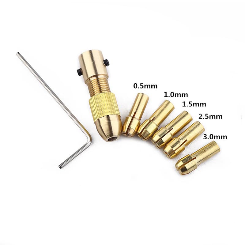 Micro electric grinding self-tightening drill chuck, small electric drill bit clamp, hand electric drill small electric grinding brass drill chuck with core