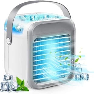 YurDoca Personal Air Conditioner Small Desktop Fan Portable Mini USB Cooler Evaporative Air Conditioner Humidifier