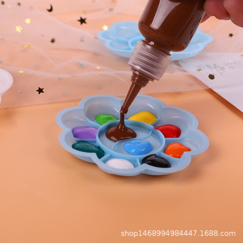 Wholesale Plum Blossom Palette White Small Footprint Plastic Paint Box Acrylic Watercolor Gouache Children's Painting Paint Dish