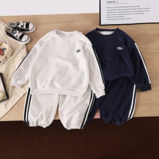 Kids 2025 Autumn New Sports Suit Embroidered Hoodie Set Middle and Older Kids Boys Girls Outdoor Sportswear