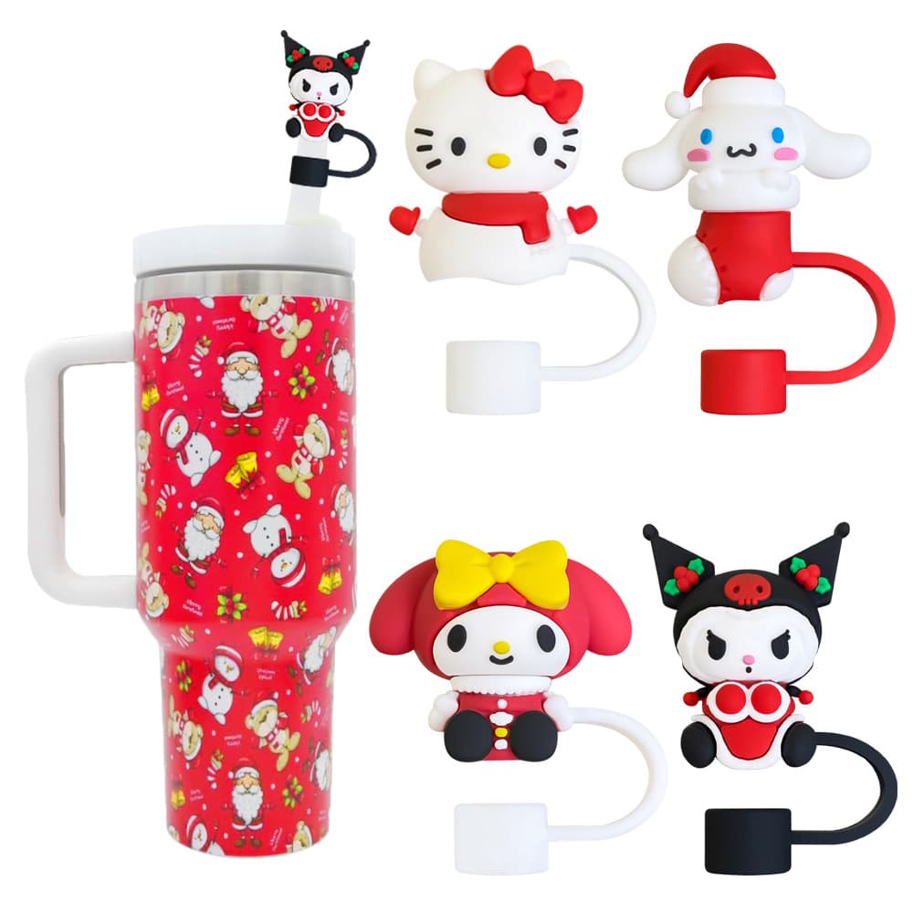 Stanley straw cap 10mm straw dustproof plug 3D three-dimensional Christmas Sanrio straw set water cup accessories