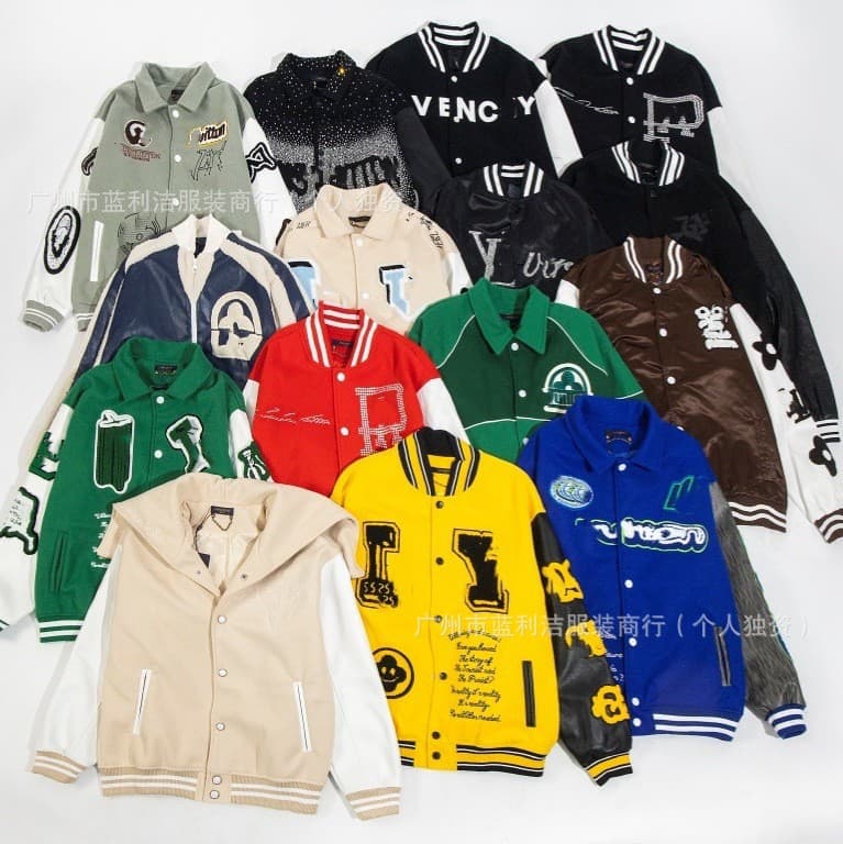 High-End Cross-Border Donkey Brand Letter Globe Towel Embroidery Thousand-Needle Embroidery Baseball Jacket Coat Unisex