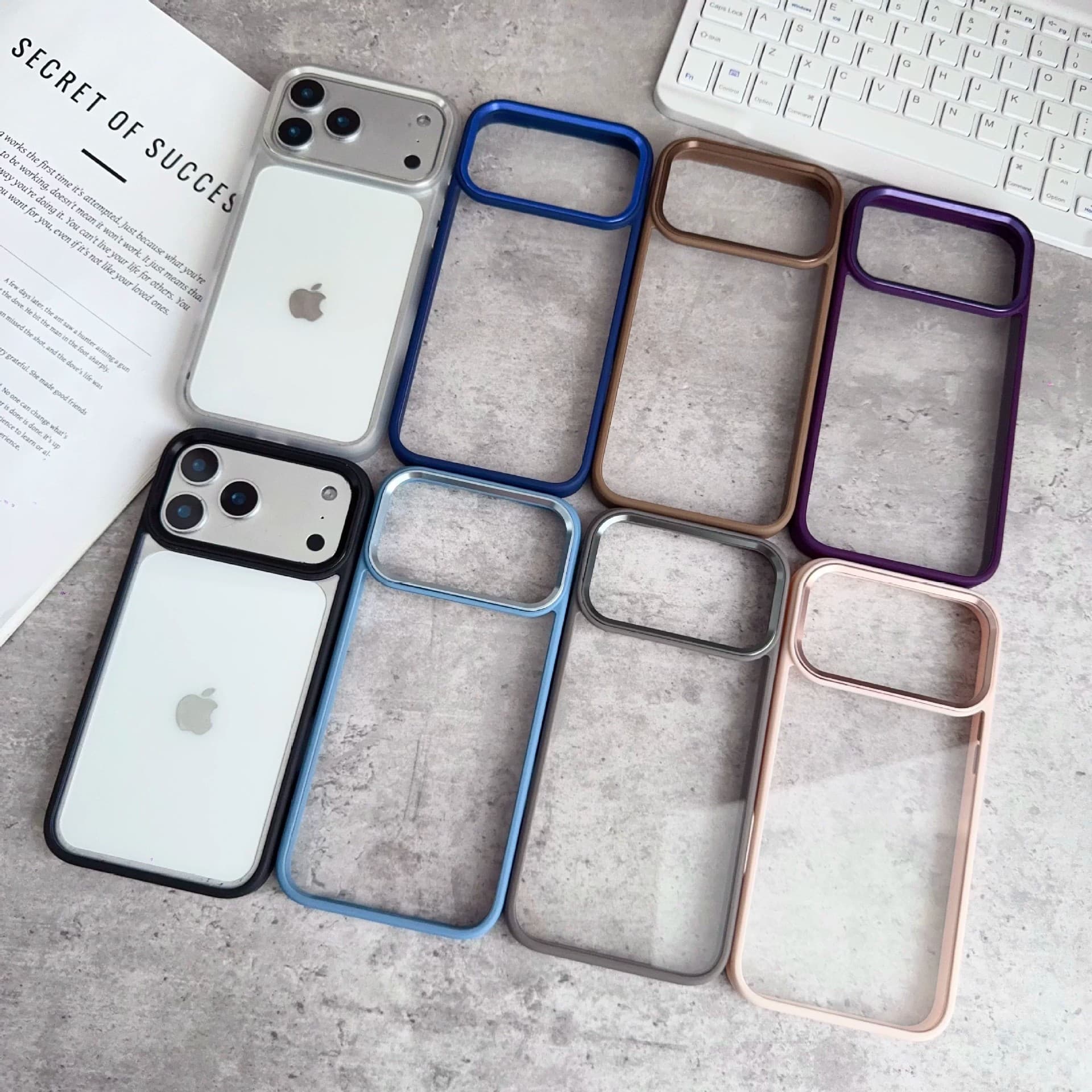 Frosted Skin-Feel Acrylic Phone Case for iPhone 17 Pro Max, Metal Lens Protector for iPhone 16 and 15