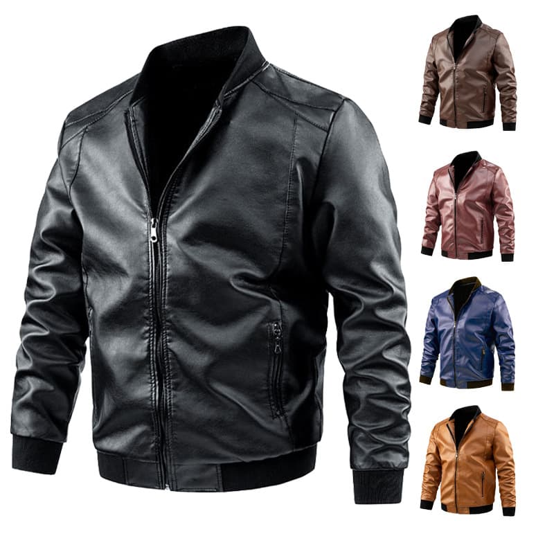 Foreign trade leather jacket men's European and American motorcycle leather jacket men's trendy brand leather jacket spring and autumn Korean style casual leather jacket men's clothing