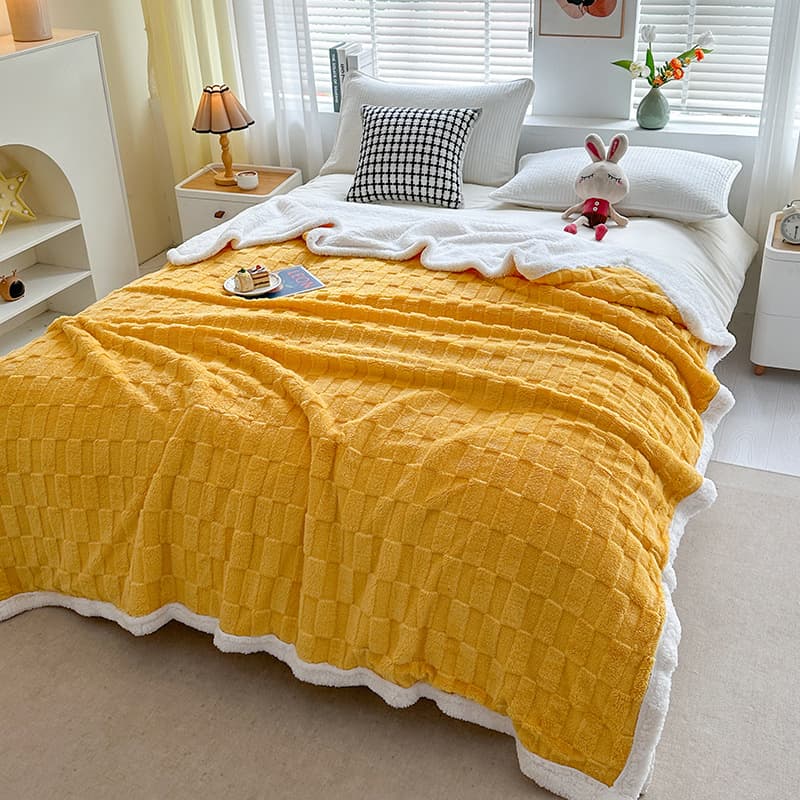 Pastoral style ins style printed blanket plaid living room sofa blanket Moroccan bed and breakfast solid color thickened lambskin blanket
