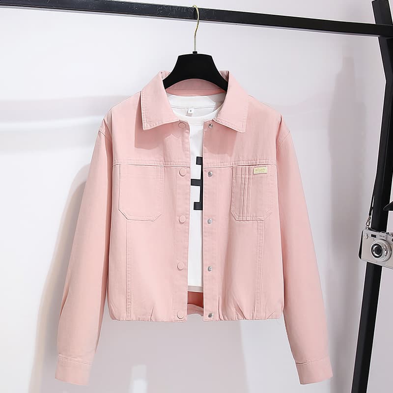 Women's Pink Denim Shirt Jacket, Short and Lightweight, 2026 Early Spring New Arrival, This Year's Popular Hot-Selling Jacket