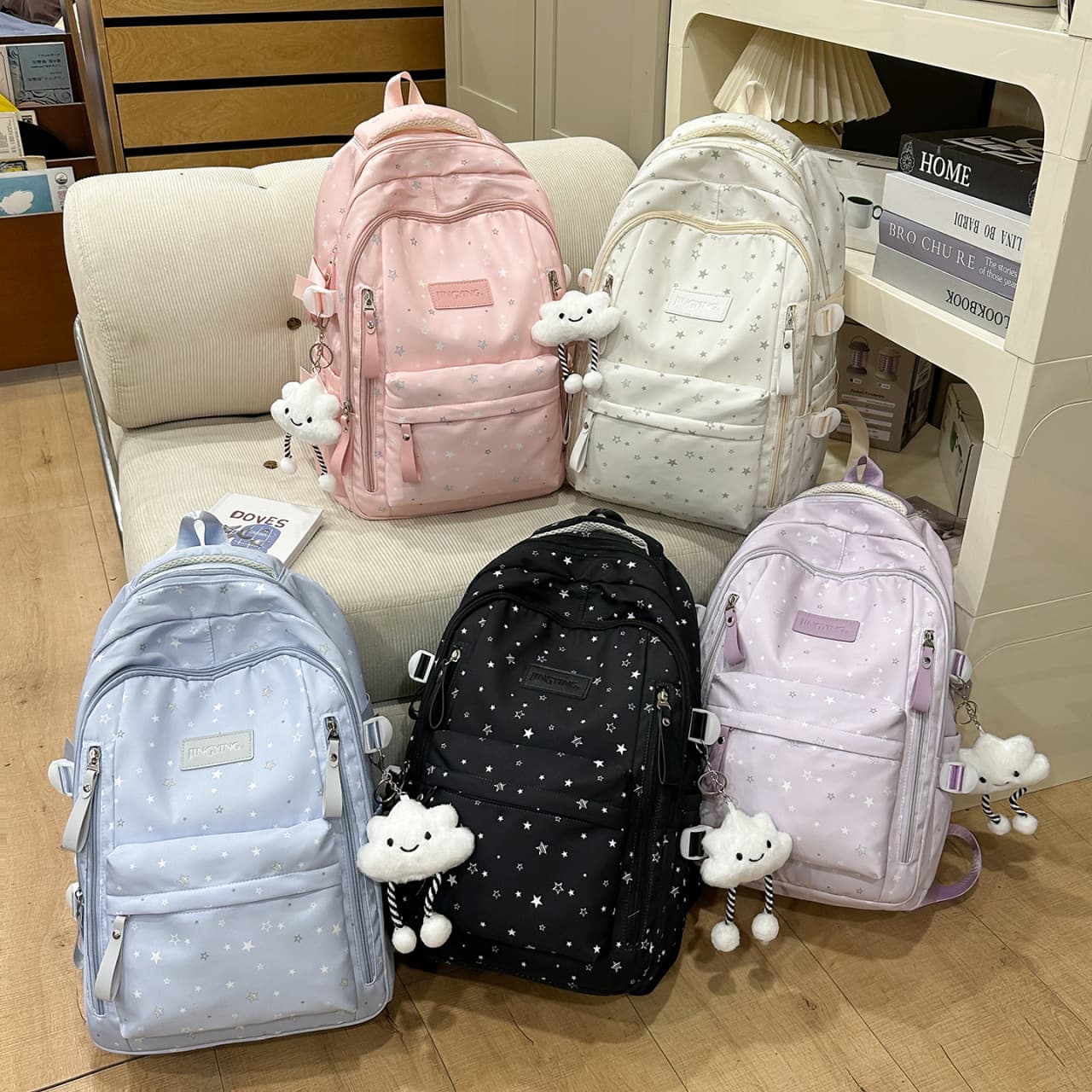 New college style backpack, lightweight and cute school bag, junior high school student shoulder bag, female college student commuter backpack