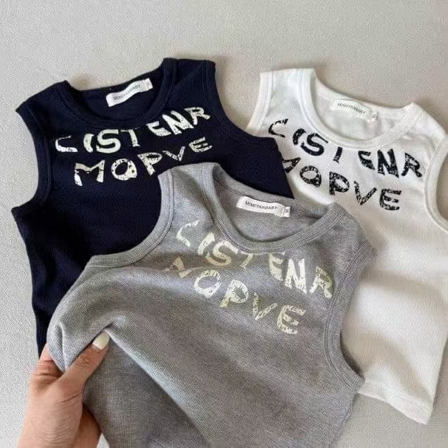 Children's Vest 2025 Korean Summer New Style Girls' Letter Baby T-Shirt Fashionable Sleeveless Printed Top