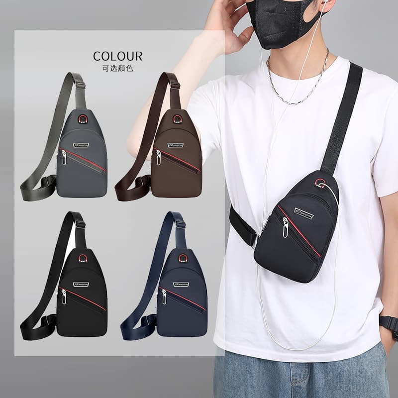 Casual Men's Chest Bag Small Backpack Diagonal Shoulder Bag Urban Simple Style Oxford Cloth Breathable Pure Color Leisure Travel
