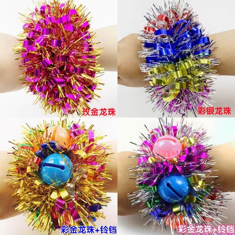 Kindergarten dance wrist flower Children's Day performance sparkling hand flower sports event prop bell bracelet