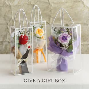 Cross-border Bestseller Hand-Crocheted Carnation Knitted Flower Rose Gift Box Mother's Day Finished Bouquet Gift
