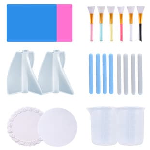 56 Styles Epoxy Resin Mold Silicone Measuring Cup Pad Dispensing Cup Mixing Cup Stirring Stick Silicone Brush DIY Mixing Tool