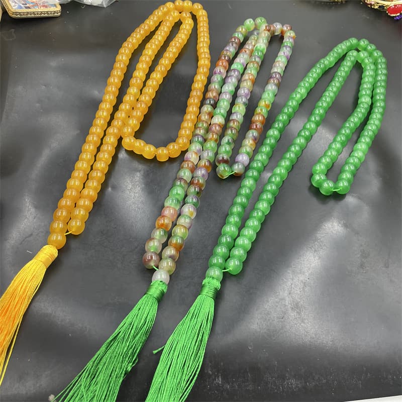 Old Jade Craftsman New Huanglong Jade Abacus Bead Sweater Chain Buddha Bead Rosary Colored Jade Necklace Green Jade