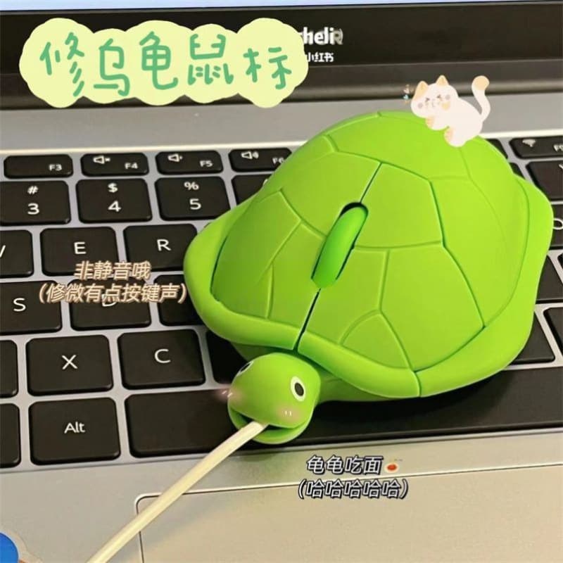 High Aesthetics Cute Turtle Mouse Wired/Wireless Silent Creative Personalized Gift for Friends, Besties, Wei Yan