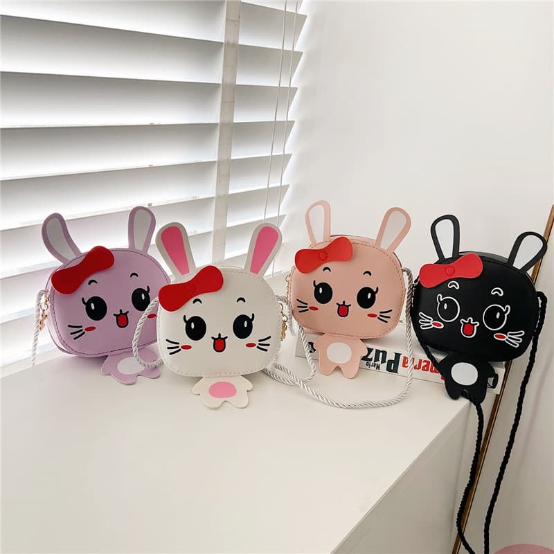 New Cartoon Cute Kids Bag PU Shoulder Bag Girls Korean Style Casual Crossbody Bag Small Animal Coin Purse