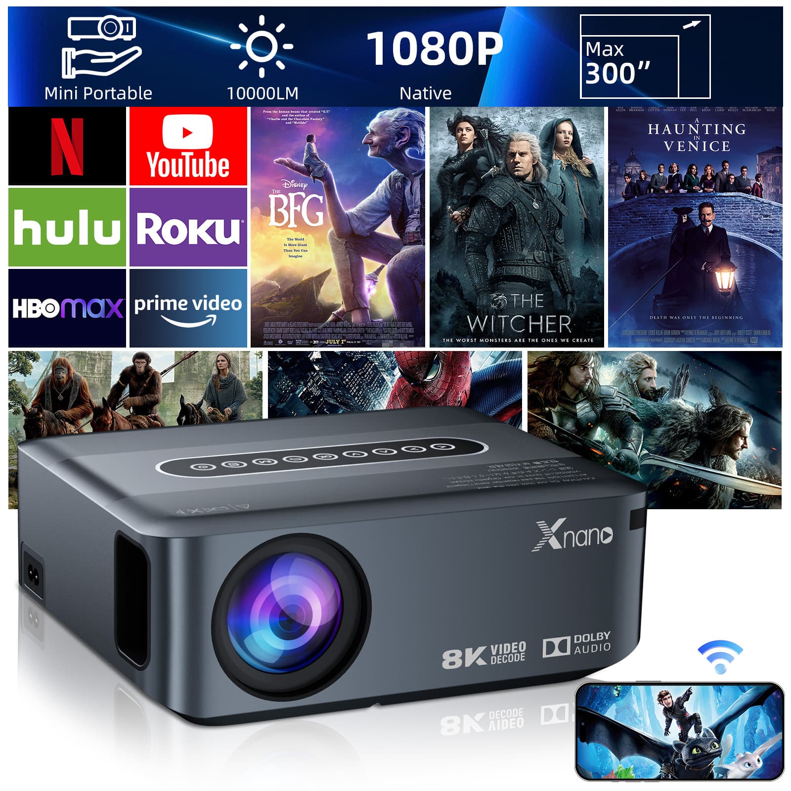 Cross-border Special Projector X1 Home Projector Ultra HD 1080P Screen Projection for Bedroom Living Room Projector