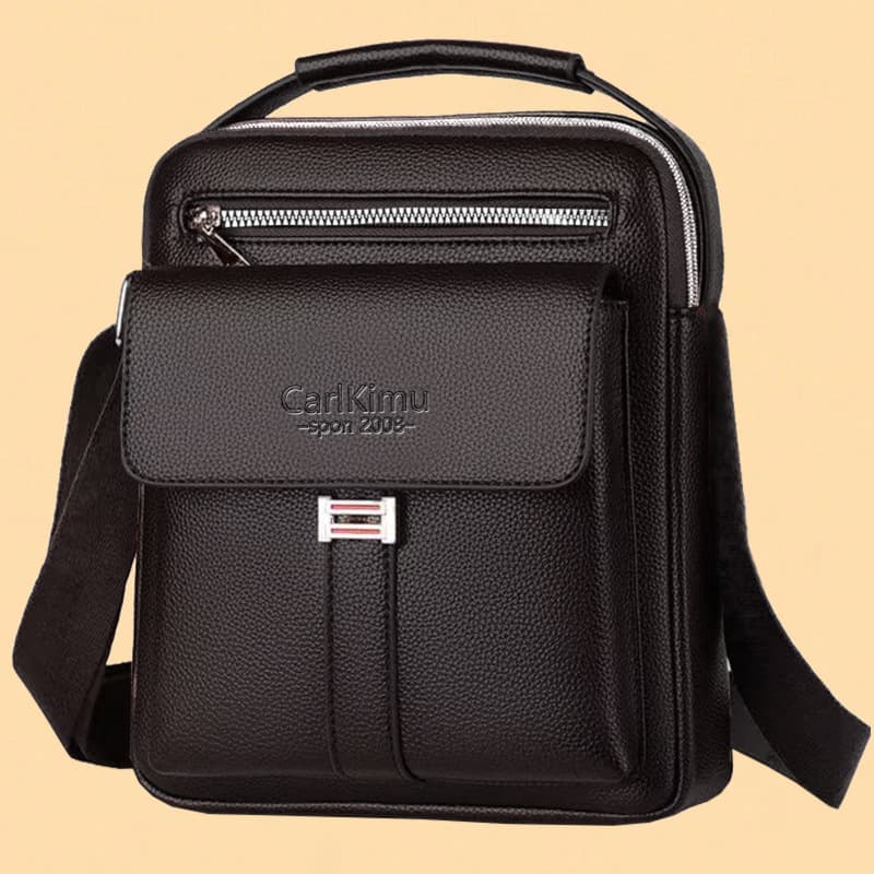 Top-layer PU Leather Men's Crossbody Bag Shoulder Bag Korean Style Business Casual Vertical Small Handbag