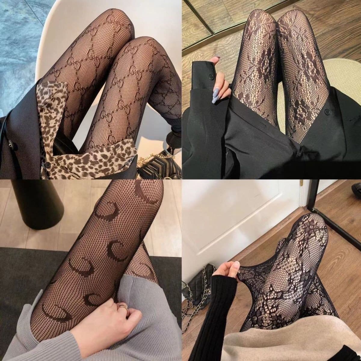 Japanese White Sheer Women's Thin Pure Desire Sexy Black Lace Jacquard Socks Anti-Snag Floral Vine Beautiful Legs Fishnet Socks