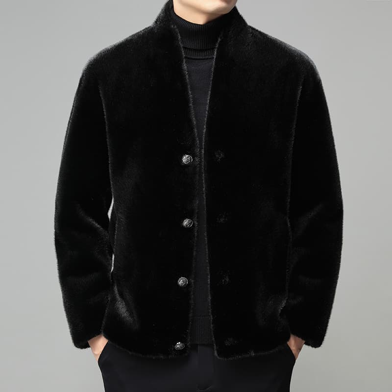 Winter Gold Mink Velvet Coat Men's Fur Casual Coat High-end Light Luxury Minimalist Dad Style New Warm Jacket