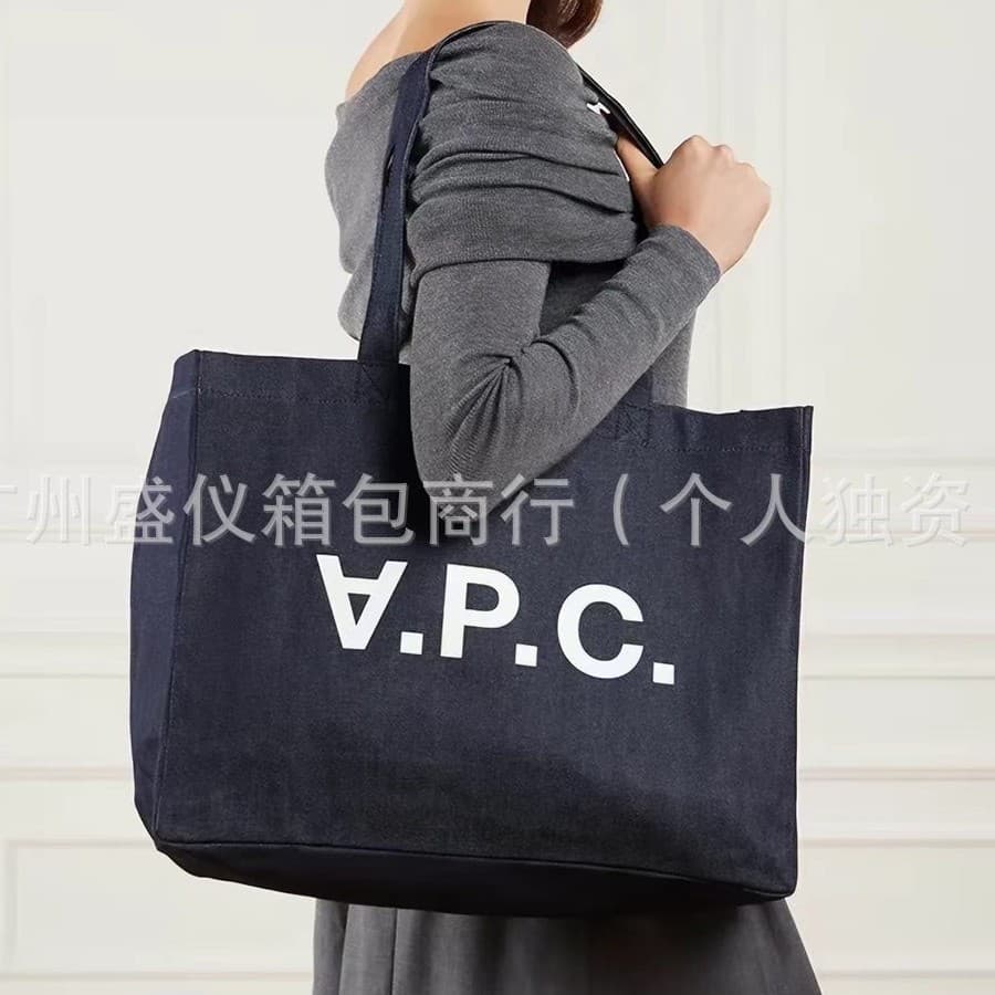 New Cross-border A.P.C. Canvas Denim Tote Bag Unisex Large Capacity Women's Shoulder Commuter Shopping Bag